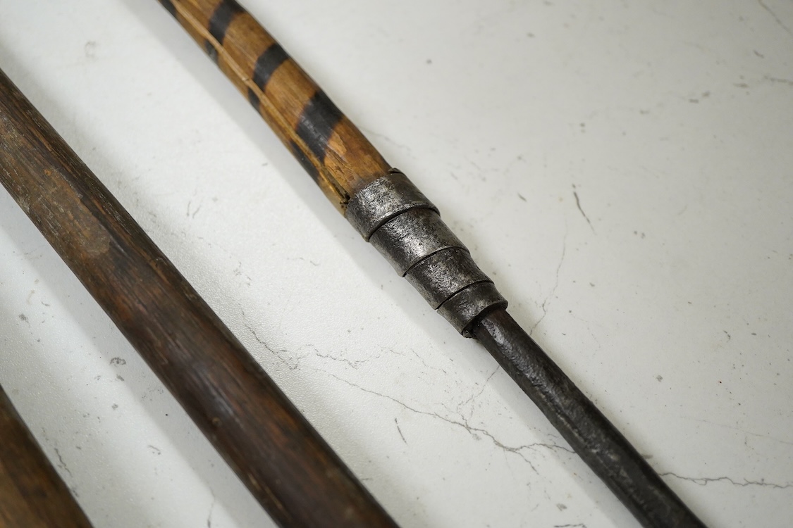 Three Zulu spears and a similar spear head (4) longest 175cm